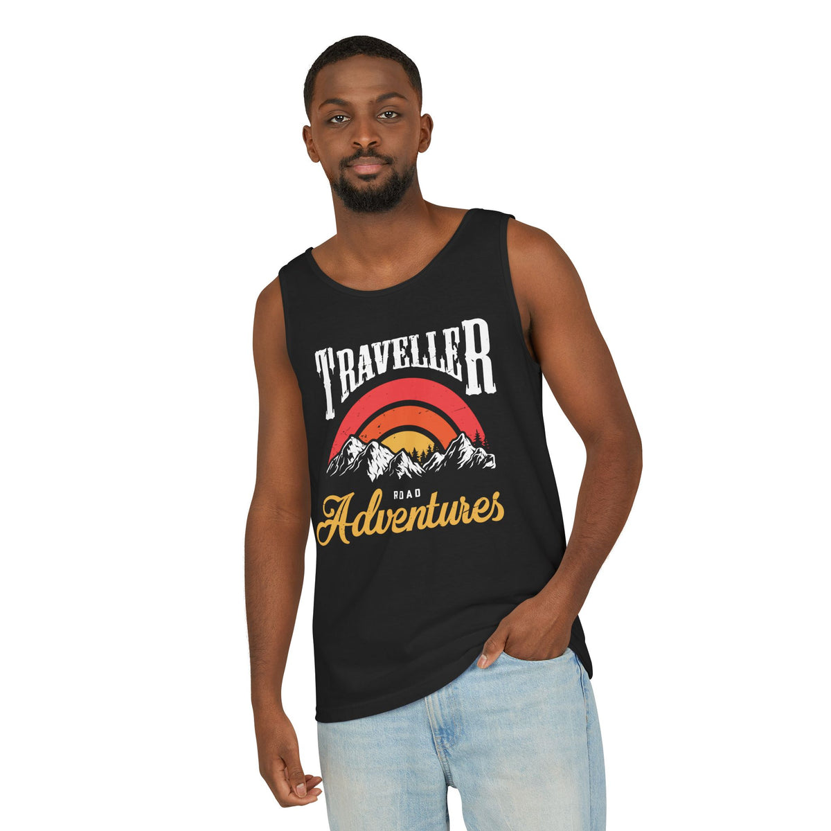 Adventure Tank Top | Unisex Garment-Dyed Gym Tee, Travel Gear, Outdoor Clothing, Summer Apparel, Gift for Explorers