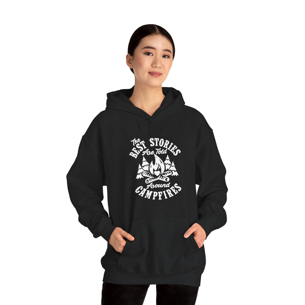 Cozy Campfire Stories Hooded Sweatshirt - Perfect for Camping, Bonfires, and Adventure Lovers, Unisex Hoodie Gift for Outdoors