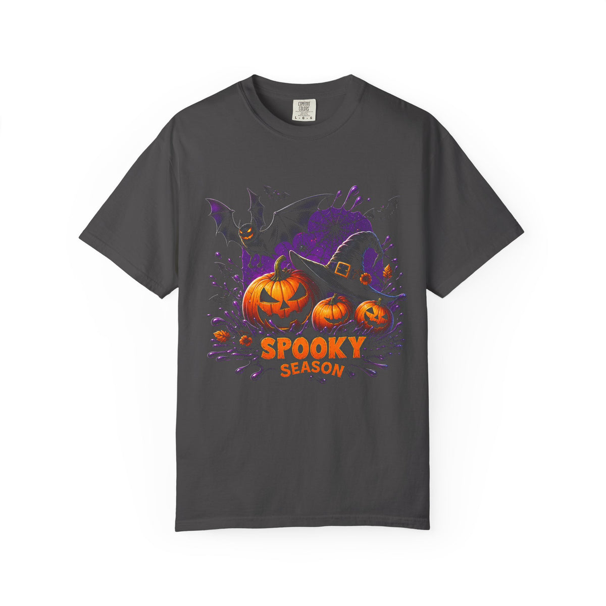 Spooky Season Halloween T-Shirt — Jack-o'-Lanterns & Bat Graphic