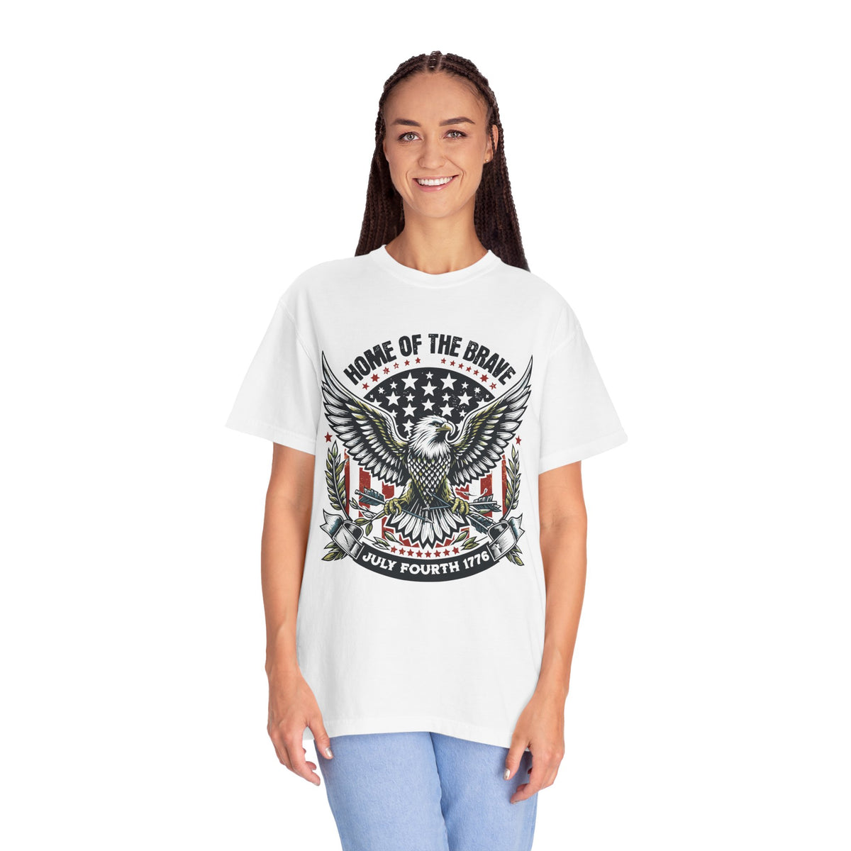 Patriotic Eagle T-Shirt for July 4th, Home of the Brave Tee, Fourth of July Shirt, Americana Apparel, Unisex Independence Day Top