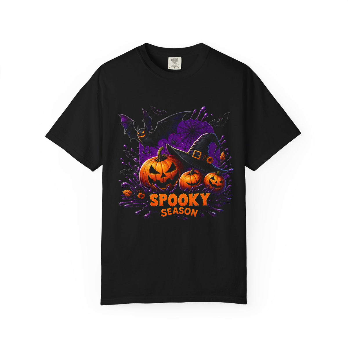 Spooky Season Halloween T-Shirt — Jack-o'-Lanterns & Bat Graphic