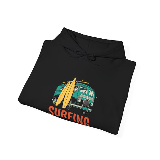 Surfing Vans Sweatshirt, Cozy Hoodie for Beach Lovers, Unisex Surf Gear, Perfect Gift for Surfers, Summer Vibes Apparel
