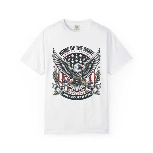 Patriotic Eagle T-Shirt for July 4th, Home of the Brave Tee, Fourth of July Shirt, Americana Apparel, Unisex Independence Day Top
