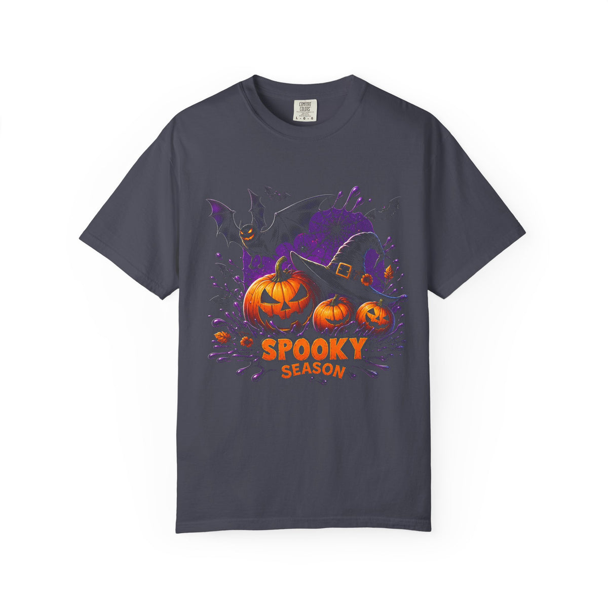 Spooky Season Halloween T-Shirt — Jack-o'-Lanterns & Bat Graphic
